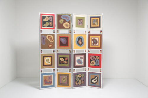 Large Postmodern Four-Panel Screen Abstract Art Room Divider, 1970s.