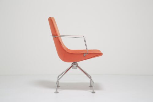 Orange Fabric and Chrome Swivel Office Chair 'Comet' by Gunilla Allard for Lammhult, 1990s.
