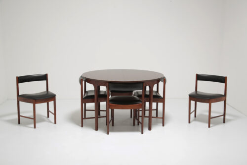Vintage Rosewood Dining Table & 6 Dining Chairs Set by Tom Robertson for McIntosh, 1960s.