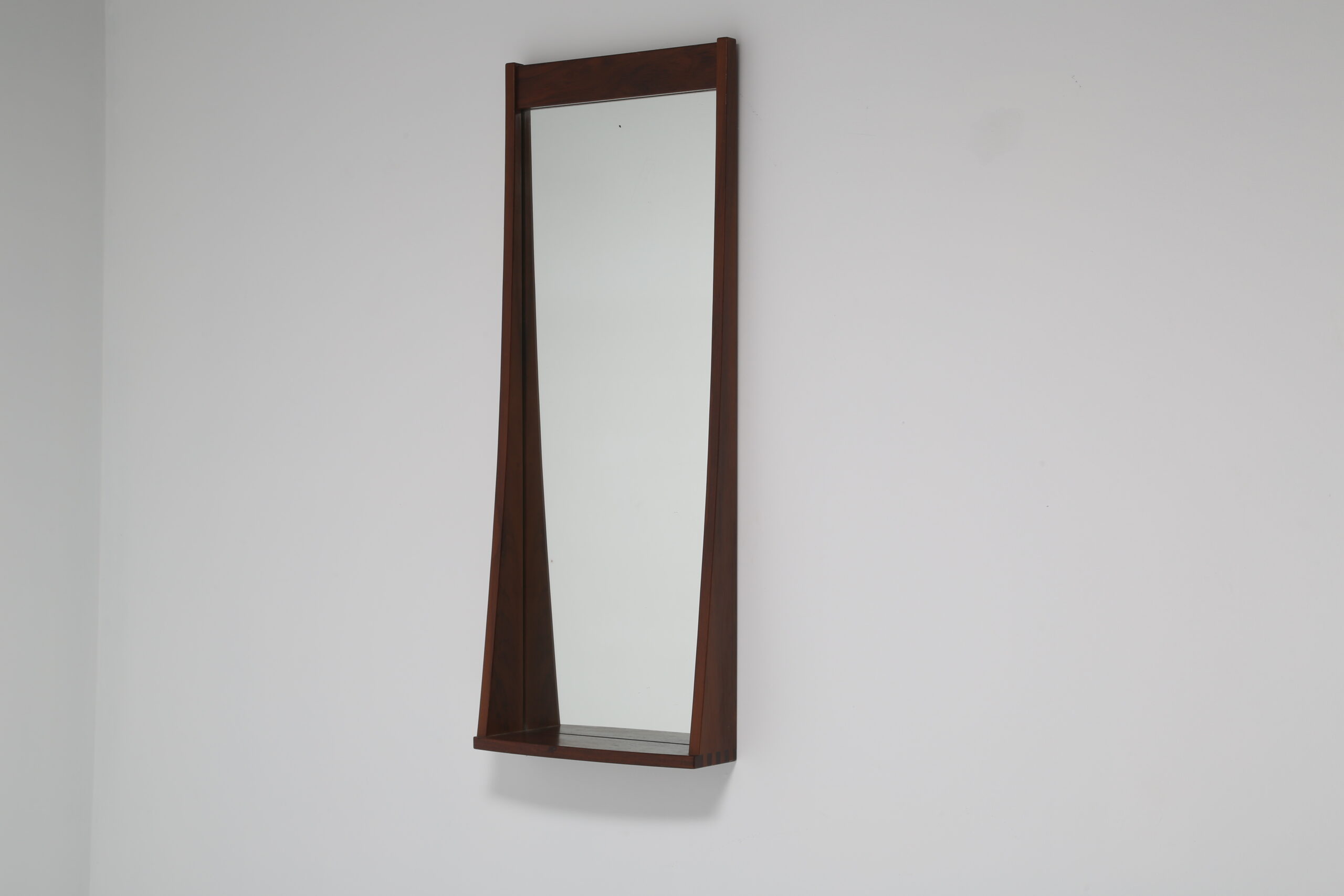 journalstandardFurniture OLD ELMMIRROR 鏡 Vintage Danish Modern Rosewood Mirror With Shelf, Attributed to