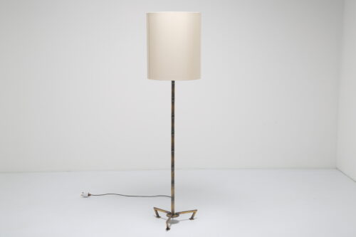 Vintage Gilt Bronze Faux Bamboo Tripod Floor Lamp 1